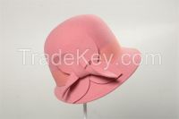 Pink Winter Wool Felt Bucket Hat (FW013138)
