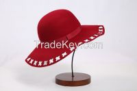 Bright Red Wide Brim Wool Felt Hat (FW012453)