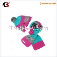 Hot sale fashion scarf hat glove set