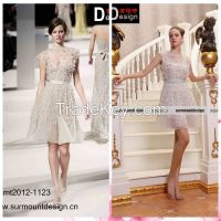 100% Real Sample Luxurious Gray Knee Length Autumn cocktail dresses mint