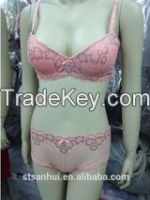 Sexy Pink Lace Women Bra and Brief Set