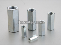 High quality steel DIN6334 hex long coupling nut