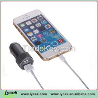 2.4A&1A Dual USB Car Charger with led light for iPhone