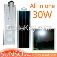 30W, 40W, 50W, 60W, 70W, 80W All in one solar powered LED Wall mounted, Park, Villa, Village light with motion sensor