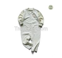 baby romper open at front with applique on knees organic certified