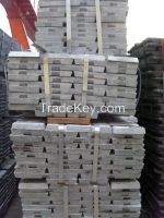 Lead ingots, tied with metal strip