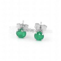 9ct White Gold 0.95ct Emerald Classic Stud Earrings