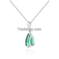 9ct White Gold Belle Necklace with 1.0ct Emerald Pendant