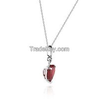 9ct White Gold Heart Necklace With 1.45ct Ruby Pendant