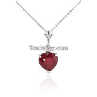 9ct White Gold Heart Necklace With 1.45ct Ruby Pendant