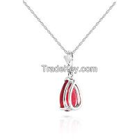 9ct White Gold Belle Necklace with 1.75ct Ruby Pendant