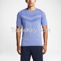 Custom 53% Polyester 47% Nylon Seamless Running T Shirts Dri Fit Shirts Wholesale