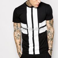 mens monochrome stripe fashion cut tee shirt