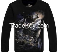 printed men's cotton hoodie black with tiger design long sleeve t shirt for youth