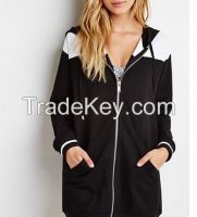 customized hooded jacket unisex/full zip hoodies/zipper pocket in both side/cheap plain custom hoodies