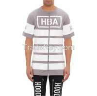 extra long zip up wholesale striped t-shirt