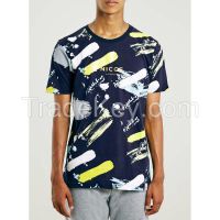 100% cotton navy printed t-shirt for man