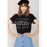fashion black printed tee shirts in bulk