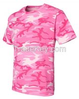 Ladies' Fine Jersey Pink Camo T Shirts
