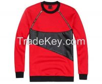 2016 geometric patterns graphic Leather pullover Sweatshirts leather gold patchwork zipper hoodie