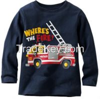 Fancy kids cartoon t-shirt printing long sleeve kids cartoon t-shirt