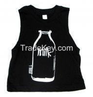 Baby sleeveless printing t-shirts fashion sleeveless cheap t-shirts