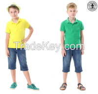 Kids Polo Shirts Customized Logo, Yellow Polo Shirt With Collar