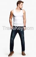 men's white 95%cotton 5%spandex tank top