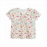 Fashion Summer Girls 100%Cotton T Shirt Floral Printed Puff Sleeve Baby Frock Designs