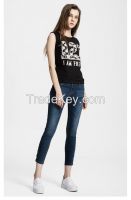 wholesale black printing o neck ladies tank top with promotional