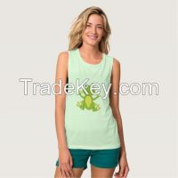 funny frog printing women's t back tank top for ladies hotsale