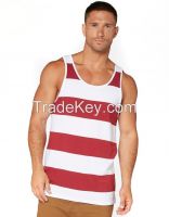 white and red striped designers fashion tank top gym men