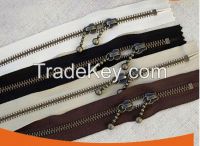 Double close end metal zipper custom zipper puller for hot sale