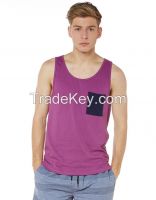 new design causal plain fashion men's tank top blank with pocket