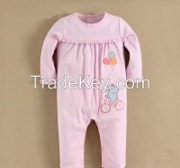 2015 Wholesale Embroideried Baby Girl Romper with Mouse Pattern