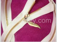 High polished metal zipper with heavy duty gold metal zipper for bags