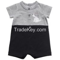 two tone stylish baby romper with cute animal printed