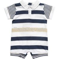 100%cotton striped polo rompers baby clothes manufacture in china