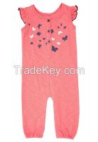 wholesale baby girls short sleeve adult baby romper with button and printed on the chest from china suppliers