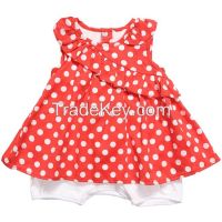 2015 new design red cotton baby girls dresses baby romper