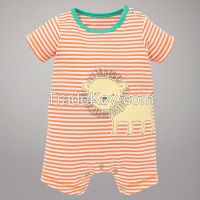 china wholesale orange color striped baby animal print rompers