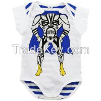 newest cotton print super hero on the chest baby boys romper suits 