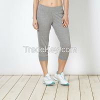 China cheap cotton plain grey elastic waist jogging women design capri pants