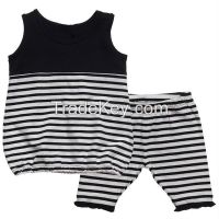 china manufactory striping sleeveless top and shorts baby girl set