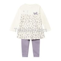 printed long sleeve baby girl clothes set with legging sets manufacture in china