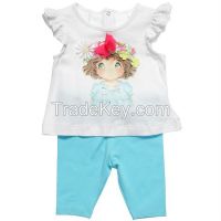 china wholesale cotton child wear for baby girls summer t shirts and leggings set