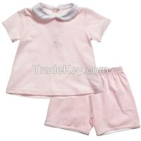 comfortable baby girl clothing sets with pink t shirt and short sets
