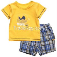 lovely baby boy summer child clothes printed t shirt and blue shorts