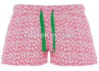wholesale summer beach girl short pants printed allover floral with adjustable drawstring