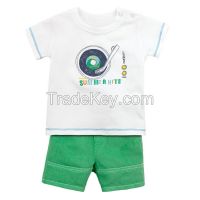 cute kids clothes set for summer t shirt printed on chest and shorts